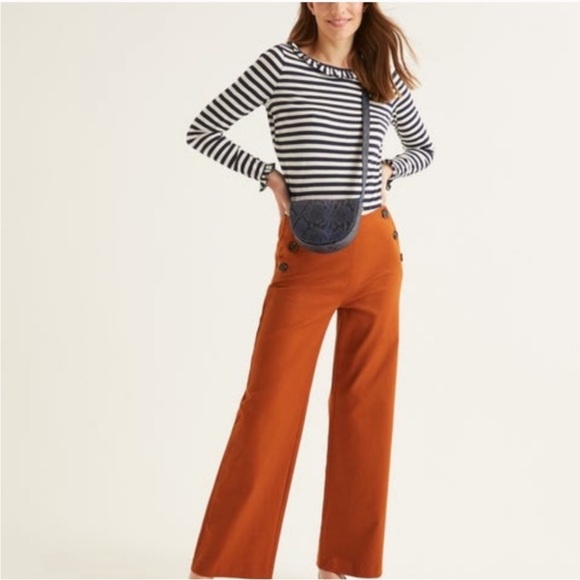 Boden Ruffle Cuff & Collar Long Sleeve Breton Tee L - Picture 9 of 9